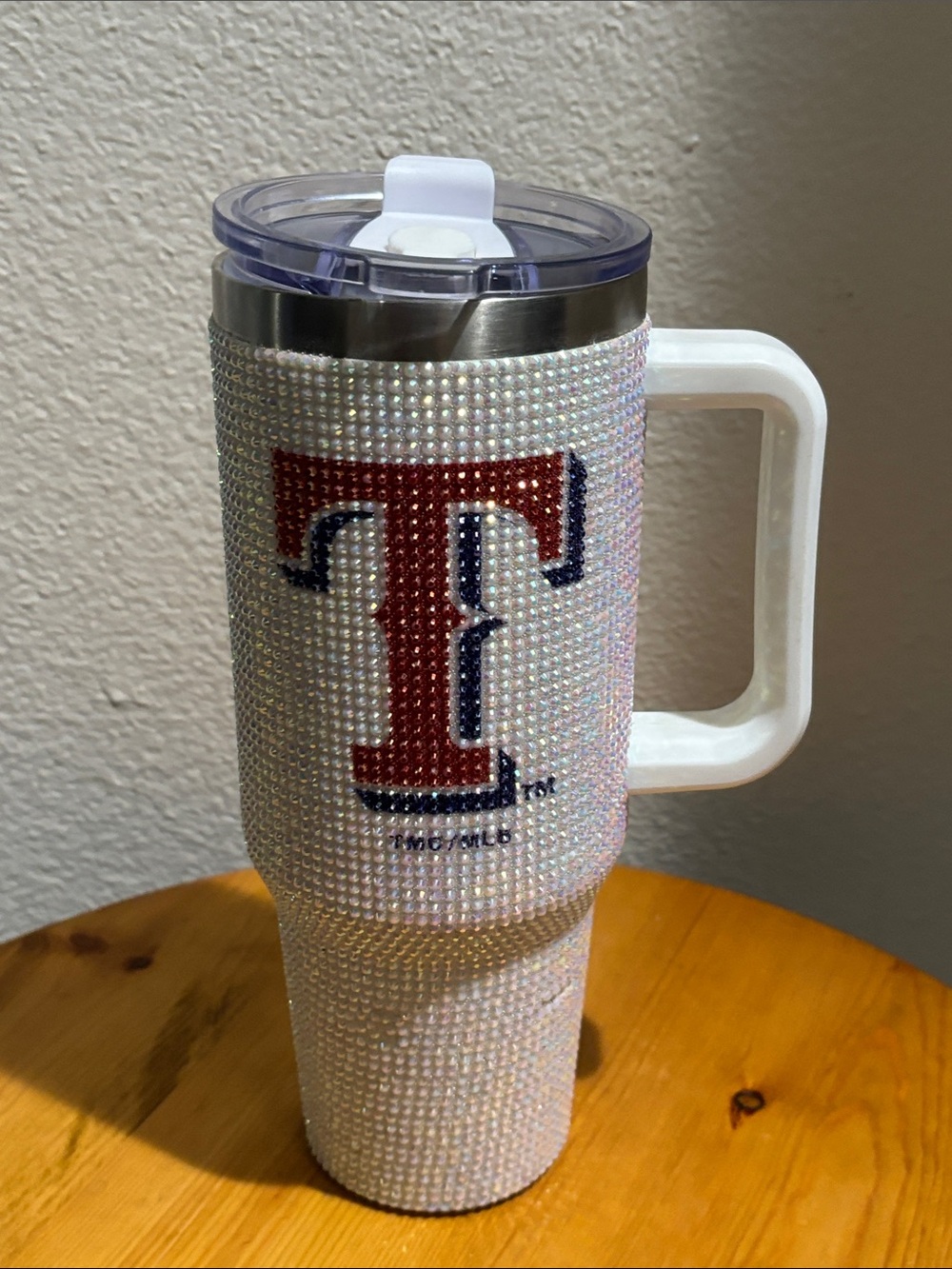 Texas Rangers Rhinestone Travel Mug